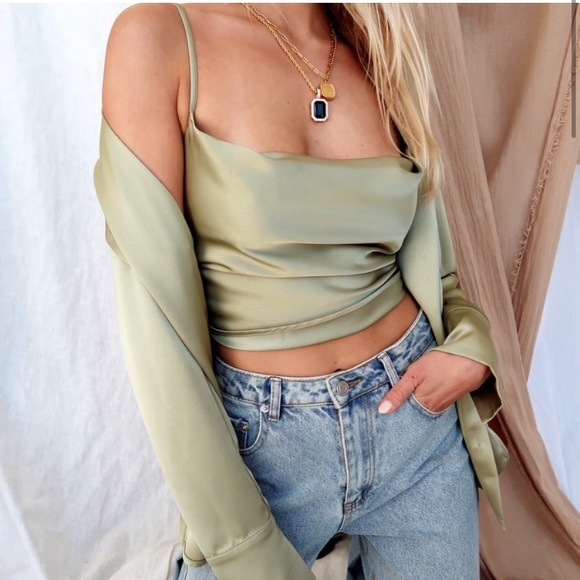 12th Tribe Tops - LONG SLEEVE Satin 12th tribe top NEW WITH TAGS